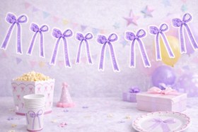 Resim Lila Fiyonk Temalı Banner Duvar Süsü 11’li 