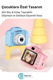 Resim Noriyen Yeni Nesil Çocuk Dijital Mini Fotoğraf Makinesi Kız Çocuklar İçin 1080p HD Ekran Kamera Selfie 