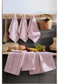 Resim 6 Lı Luna Naturel Mutfak Havlu Seti %100 Pamuklu 30x50 Cm Pudra Çok Renkli 