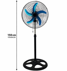 Resim Sanayi Tipi 80W Güçlü Vantilatör 56cm Isı Yalıtımlı Motor 5 Pervaneli MPIA VT10 Ev Ofis Ayaklı Fan 