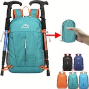 Resim Outdoor Spor Omuz Çantası Ultra hafif Büyük Kapasiteli Katlanabilir Sırt Çantası Dağcılık Üst Paketi Yürüyüş, Bisiklet, Seyahat, İş Gezileri, Fitness Şok Emici ve Nefes Alabilen Kayışlar Hızlı Katlama Depolama Taşınabilir Gündüz Çantası Trekking Kutupları Sabitleyebilir 