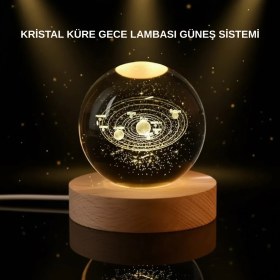Resim SHC4200 LED Işıklı Küre Ahşap Standlı Dekoratif Gezegen 