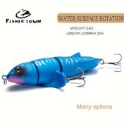 Resim 1 adet Fisher Town Su Yüzey Döndürme Yem - 24g, 11.0cm | Canlı Mavi ve Mor Renk | Bass Balıkçılığı için İdeal | Yüzeyde ve Daldırma Eylemi | Yol Balıkçılığı, Yüzey Balıkçılığı Yem için Mükemmel | Canlı Yem | Dayanıklı Balıkçılık Yem 