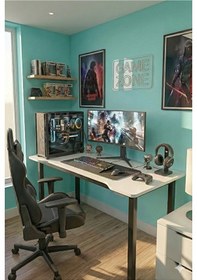 Resim 100 Beyaz Oyun Çalışma Masası Gaming Masa Ofis Masası 8100 Beyaz 