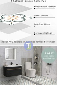 Resim Technojet Kendinden Yapışkanlı Karo PVC Mutfak Banyo Tezgah Kaplama Sticker 6Adet 20cm×20cm 
