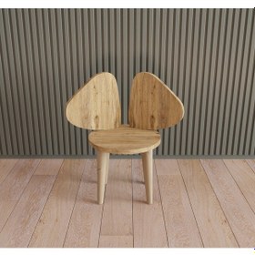 Resim Çocuk Sandalyesi Çocuk Oturağı Fil Kulaklı Ahşap MDF Sandalye Montessori Sandalye TEKLİ Kahverengi 