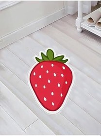 Resim Colorix Carpet Özel Kesim Çilek Desenli Kaymaz Taban Paspas No: 150 Kırmızı 80 x 80 