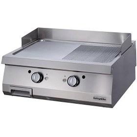 Resim Öztiryakiler Gazlı Grill Plate Yarı Oluklu Sert Krom Kaplı 80x90x30 CM Ogg 8090 1/2 N 