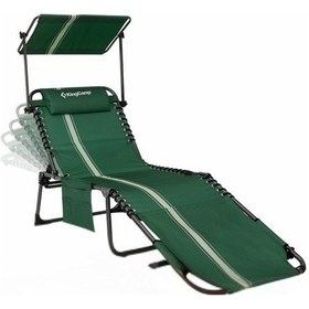 Resim Kingcamp Magnolia B10 Plus Hands-free Premium 7 Kademeli Katlanır Şezlong Green/white Yeşil 