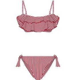 Resim Payee Volanlı Straplez Kırmızı Bikini Takımı Kırmızı 