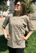 Resim Dinçerler tekstil Kadın Kısa Kol Üç Düğmeli Pamuklu Anne Bluz 