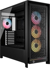 Resim CORSAIR Frame 5000D RS ARGB modüler yüksek hava akımı orta kule bilgisayar kasası – 4X önceden yüklenmiş RS fan, InfiniRail fan sabitleme sistemi, ters konektör anakart ile uyumlu, siyah 
