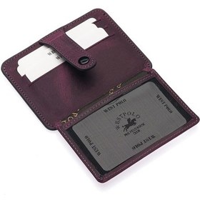 Resim Westpolo Carpi Kağıt Para Bölmeli Unisex Crazy Eskitme Hakiki Deri Kartlık - Mor Mor 