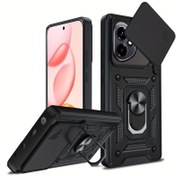 Resim Onur 400 için Onur 400 Pro Zırh Kayar Kamera Kapak 360pcs Destek Halkası ve TPU Kılıf Funda Kabuk Coque Siyah 