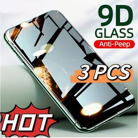 Resim Apple 11/12/13/14/15Puls gizlilik teknolojisi ile iPhone 16 Promax için 9D güçlendirilmiş camdan oluşan 3 parça set, telefon ekran koruyucusunu tamamen kaplayan gizlilik ekran koruyucu 