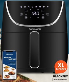 Resim GoldMaster Blackfry 1700 Watt Dijital Dokunmatik 8 Ön Programlı 5.7 Litre Yağsız Kızartma Sıcak Hava Fritöz 