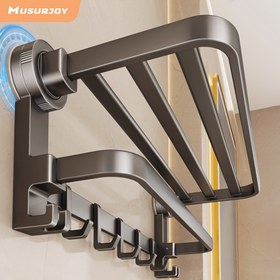 Resim Musurjoy 1 Adet Yer Tasarruflu Havlu Askısı - Vantuz Montajlı, Delme Gerektirmez, Ağır Hizmet Duş Rafı (Duvar/Fayans), Çok Amaçlı Organizatör, Cadılar Bayramı/Noel Hediyesi, Okula Dönüş İçin Temel Ürün, Havlular için Askılık 