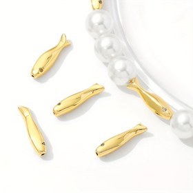 Resim 2 Adet 15.3mm Balık Şekilli Boncuk Ayırıcılar - 18K Altın Kaplama, Kolye, Bileklik ve Küpe için Paslanmaz Takı Ara Parçaları - DIY El İşi, Zarif Zincir ve İplikler İçin Yüksek Kaliteli Pirinç, Cilalı Yüzey, Profesyonel Kuyumcular İçin 