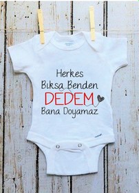 Resim Tuğbababy Baby Bebek Dedem Bana Doyamaz Baskılı Bebek Body Zıbın Kız Erkek Beyaz 