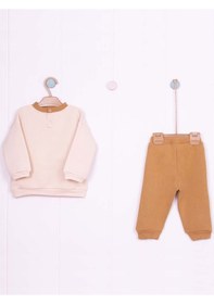 Resim Hardal Kaşkorse Detaylı Armalı 3 İplik İkili Bebe Takım Hardal 