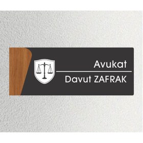 Resim zafrakreklam Ofis -Kapı İsimliği, Yönlendirme levhası (AVUKAT Kişiselleştirilebilir) 26X10Cm Antrasit - CEVİZ 