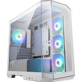 Resim Daisy Home Msı Mag Pano M100R Pz Whıte Temperli Cam 3X120MM 1X120MM Argb Fan Matx Beyaz Panoramik Gaming Bilgisayar Kasası 