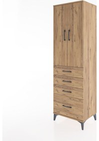 Resim Hyperion Dolap 3 Raflı 4 Çekmeceli 2 Kapaklı 60x44x195 Çam-çam Çam 