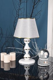 Resim Berlin Abajur Beyaz Gold Masa Lambası 