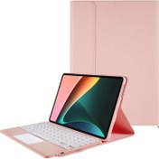 Resim Xiaomi Pad İçin 5/5 Pro Square Cap Touchpad Kablosuz Bluetooth Klavye + Stand Deri Tablet Kılıfı - Pembe (Yurt Dışından) 