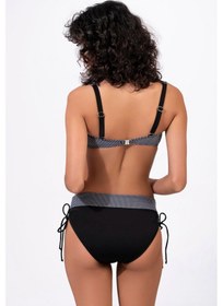 Resim Endeep Kadın Puantiye Desenli Bağcık Detaylı Toparlayıcı Siyah Bikini Takımı 