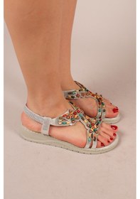 Resim Alora Etnik Taşlı Sandalet Gümüş-8294 Gümüş 