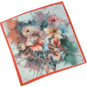 Resim Mim Eşarp Enba Çiçek Desenli Pamuklu Eşarp 90x90 Cm Turuncu 
