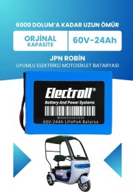 Resim JPN Robin Batarya (Standart Kapasite) LiFePO4 60V 24Ah Elektrikli Motosiklet Bataryası 