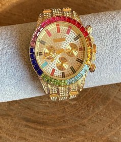 Resim ÇENÇEN Yeni Sezon Full Zirkon Taşlı 39mm Gold Unisex Model Kadın Erkek Kol Saati 