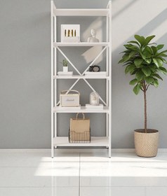 Resim Mobitopya Nilamu Beyaz 65 Cm Kitaplık , Metal Aksamlı, Organizer, Ofis, Ev , 65*170*34 Cm 