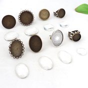 Resim 10 Set (10 Adet Halka Tabanı + 10 Adet Konveks Yuvarlak Cam) 14/18/20/25/18*25MM Boyutlarında, Yuvarlak Ve Oval Halka Tabanları İçin Ayarlanabilir Halkalar, DIY Konveks Yüzük Takı Yapımı İçin Antik Zarif Gotik Yüzük Aksesuarları. 