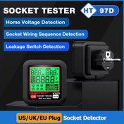 Resim HT97D Profesyonel Priz Test Cihazı LCD Ekranlı - AC Gerilim, RCD & GFCI Testi, AB Fişi, Kaymaz ABS, Montaj Gerektirmez 