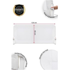 Resim 120x65 Cm Deri Kılıflı Yatak Bariyeri, Katlanır Yatak Korkuluğu, Beyaz 