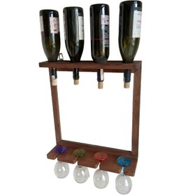 Resim Ahşap Kayın Ağacı Şaraplık Kadehlik Bar Dekoru 44 50 Cm 