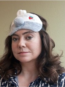 Resim Caş Dekorasyon Gri Renkli Tavşan Figürlü Peluş Uyku Bandı Gri 