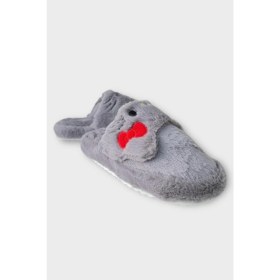 Resim Kışlık Kadın Hellokitty Figürlü Kaydırmaz Taban Ev Ayakkabısı Panduf Füme 