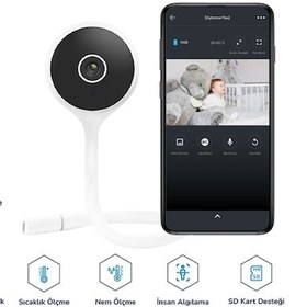 Resim Hybrone Flex Wi-fi Ninni Çalan Akıllı Bebek Kamerası, Ağlama Algılama, Sıcaklık Ve Nem Ölçümü, Bebeğinizle Uzaktan Konuşma 