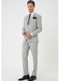 Resim Efor Slim Fit Çift Yırtmaç Dokulu Esnek Klasik Gri Takım Elbise Tk 915 Gri 
