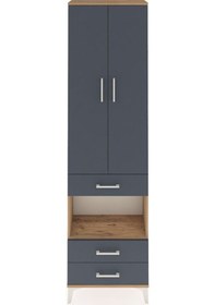 Resim Arges Dolap 3 Raflı 3 Çekmeceli Tek Askılı 60x30x221 Çam-antrasit Atlas Çam 