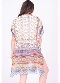 Resim Myline Büzgü Detaylı Kimono-Çok Renkli-Xl Çok Renkli 