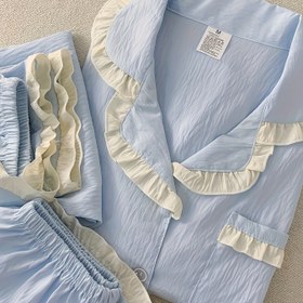 Resim 2025 Yeni Kadın 3 Adet Pijama Seti - Sevimli Karikatür Tatlı Stil, Kısa Kollu, Uzun Pantolon ve Şort, Rahat Düğmeli Ev Giyimi, Polyester Karışımı, Yetişkinler İçin Mükemmel, Yetişkin Ev Giyimi | Eğlenceli Tasarım | Polyester Karışımı 