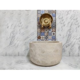 Resim Akm Dekor Traverten Çanak Mermer Kurna 