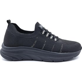 Resim King Paolo K5181 Bağcıksiz Lastikli Günlük Kadın Tekstil Siyah Spor Ayakkabı 
