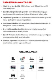 Resim usin 15 Metre Cat6 Lan Internet Data Modem Kablosu (cat 6 Ethernet Modem Rj45 Uçlu Jacklı Network Adsl) 