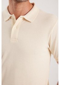 Resim Tudors Erkek Slim Fit Dar Kesim Pamuklu Yumuşak Dokulu Serin Tutan Kumaş Düz Pike Polo Yaka Tişört-34952 Sarı 